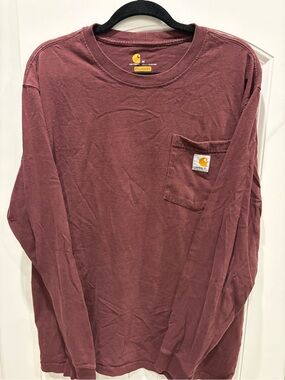 Carhartt Burgundy Long Sleeve Pocket Tee